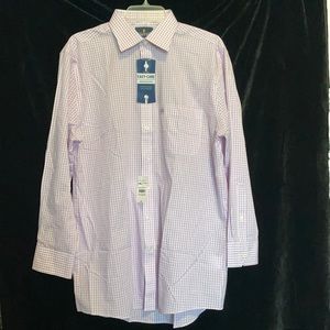 NWT Mens STAFFORD Fitted Travel Dress Shirt